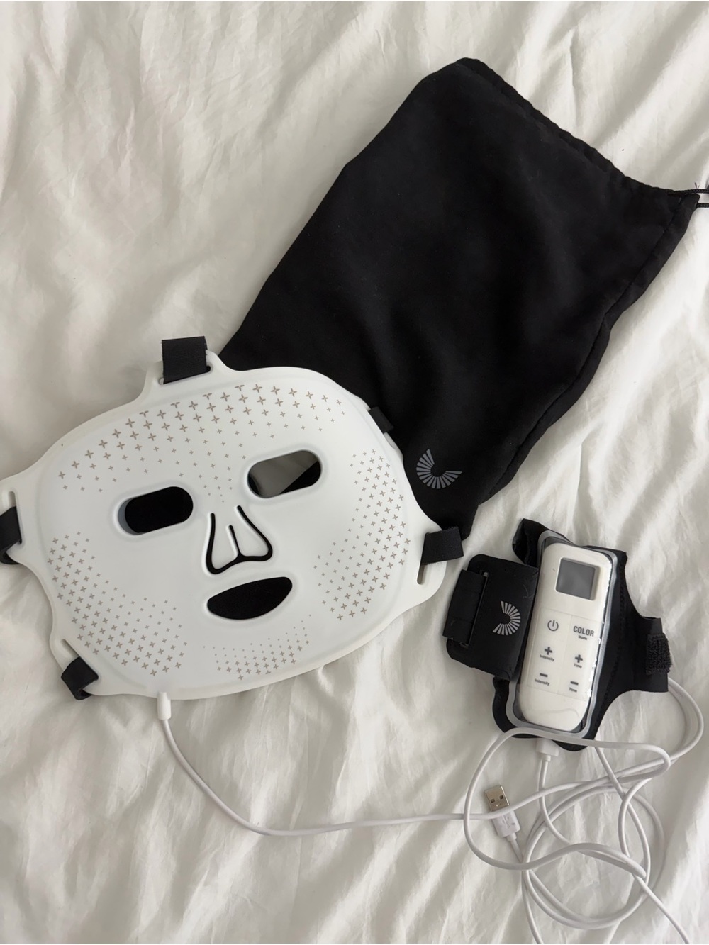 LED Facial Therapy Mask with Controller - White